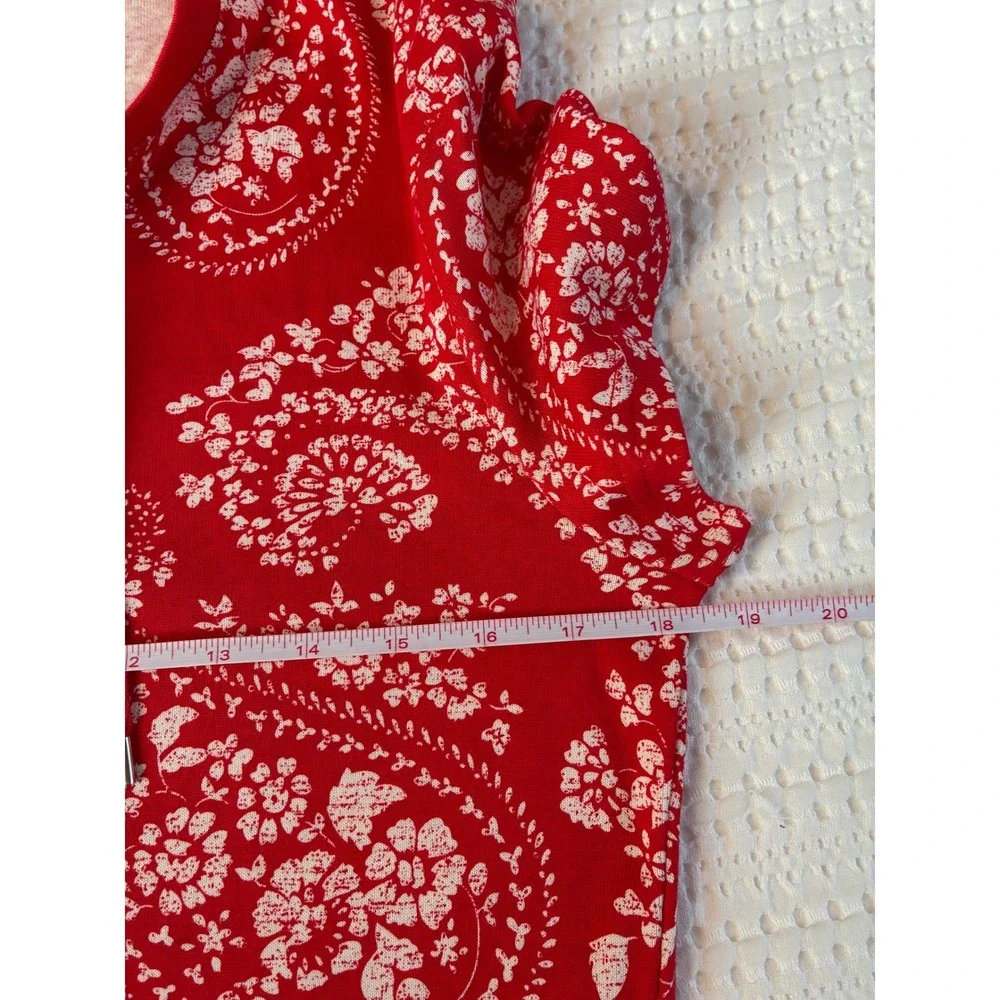 NWT Chaps Dress Bandana Print Red L Tie Front Short Sleeve Casual Fourth of July - Picture 9 of 9